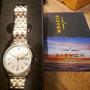 Elevon Men's Gann Watch; Silver Alloy; bracelet/strap: 21mm wide x 8.26in long